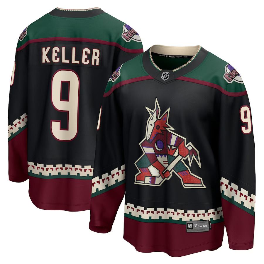 Men Arizona Coyotes #9 Clayton Keller Fanatics Branded Black Home Premier Breakaway Player NHL Jersey
